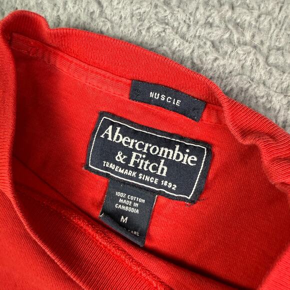 Abercrombie & Fitch Muscle Fit Shirt Mens M Red Longboard Instructor Vintage Y2K - Picture 3 of 10